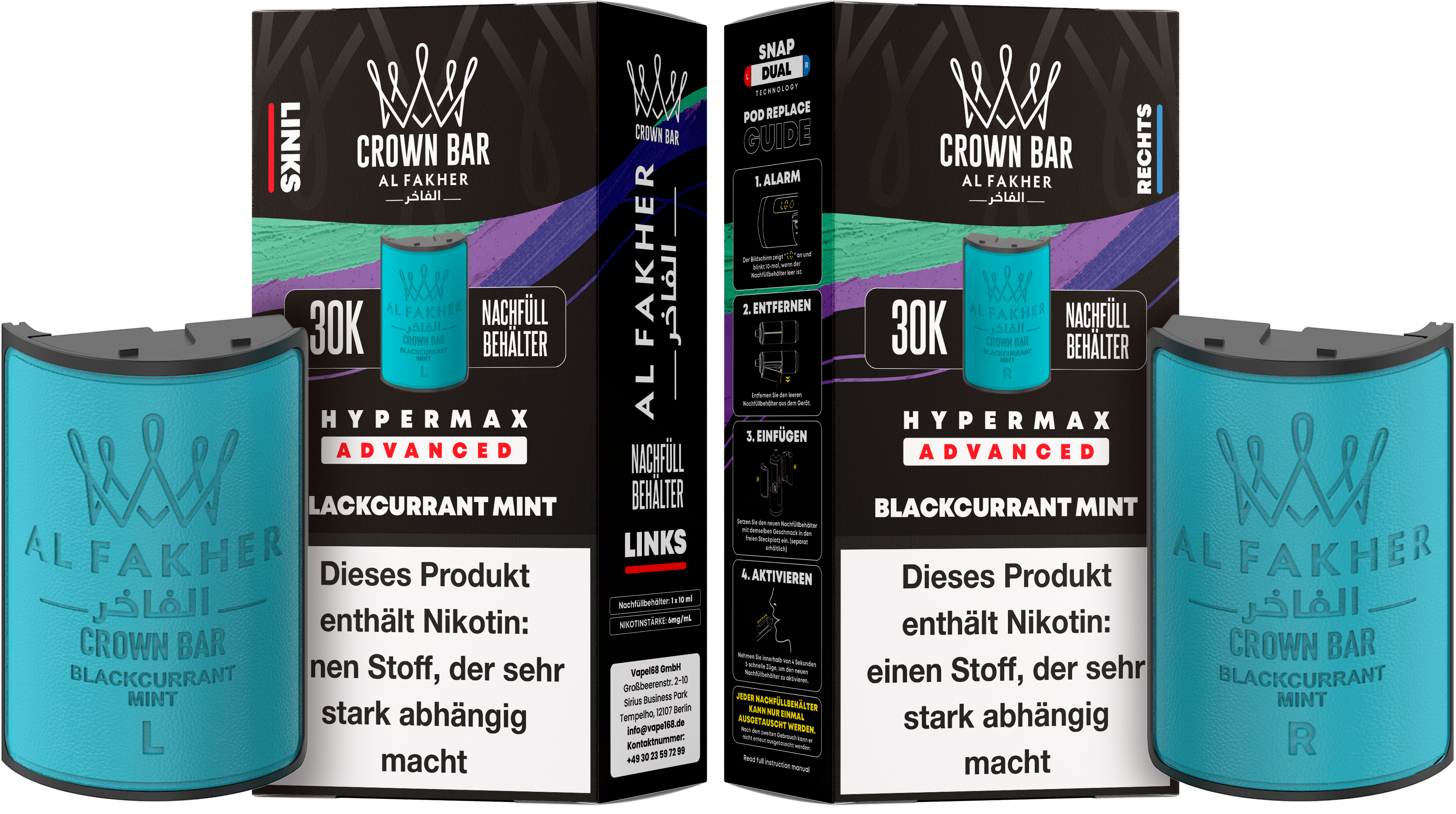 Al Fakher - Hypermax 30k 2x10ml Pod-Set - Blackcurrant Mint