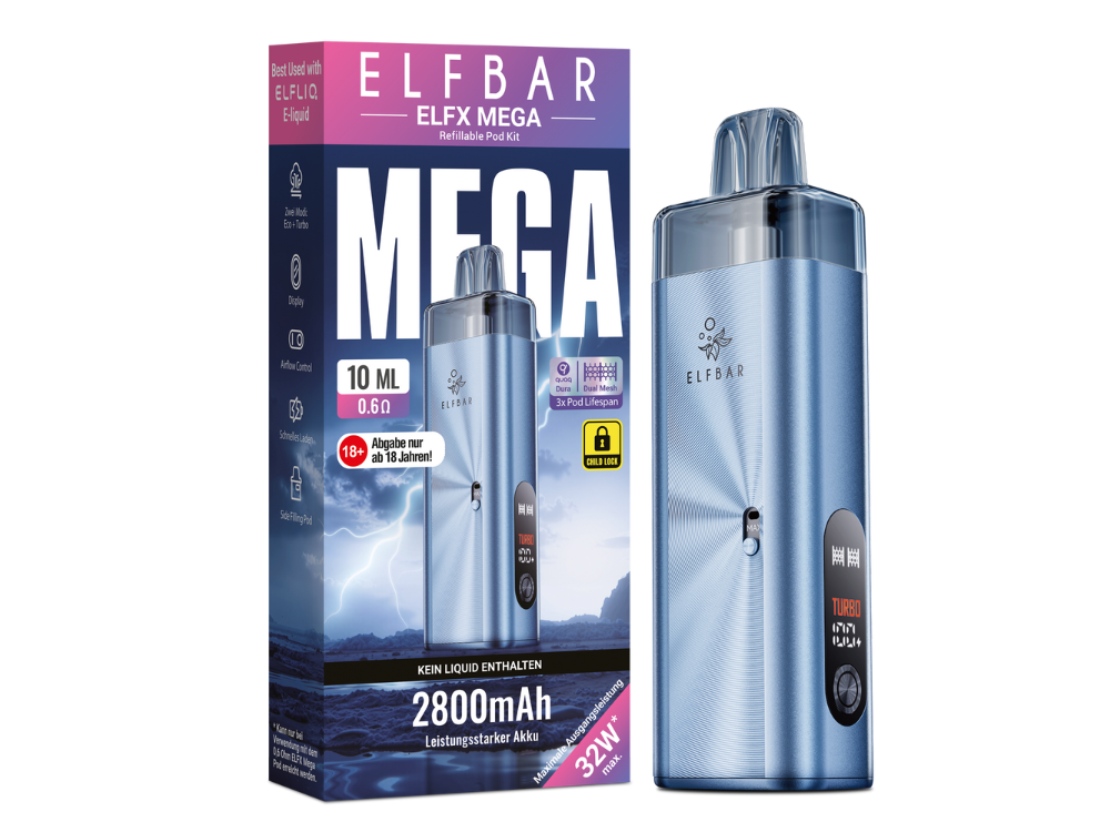 ElfBar - ELFX Mega Basisgerät - Cyan