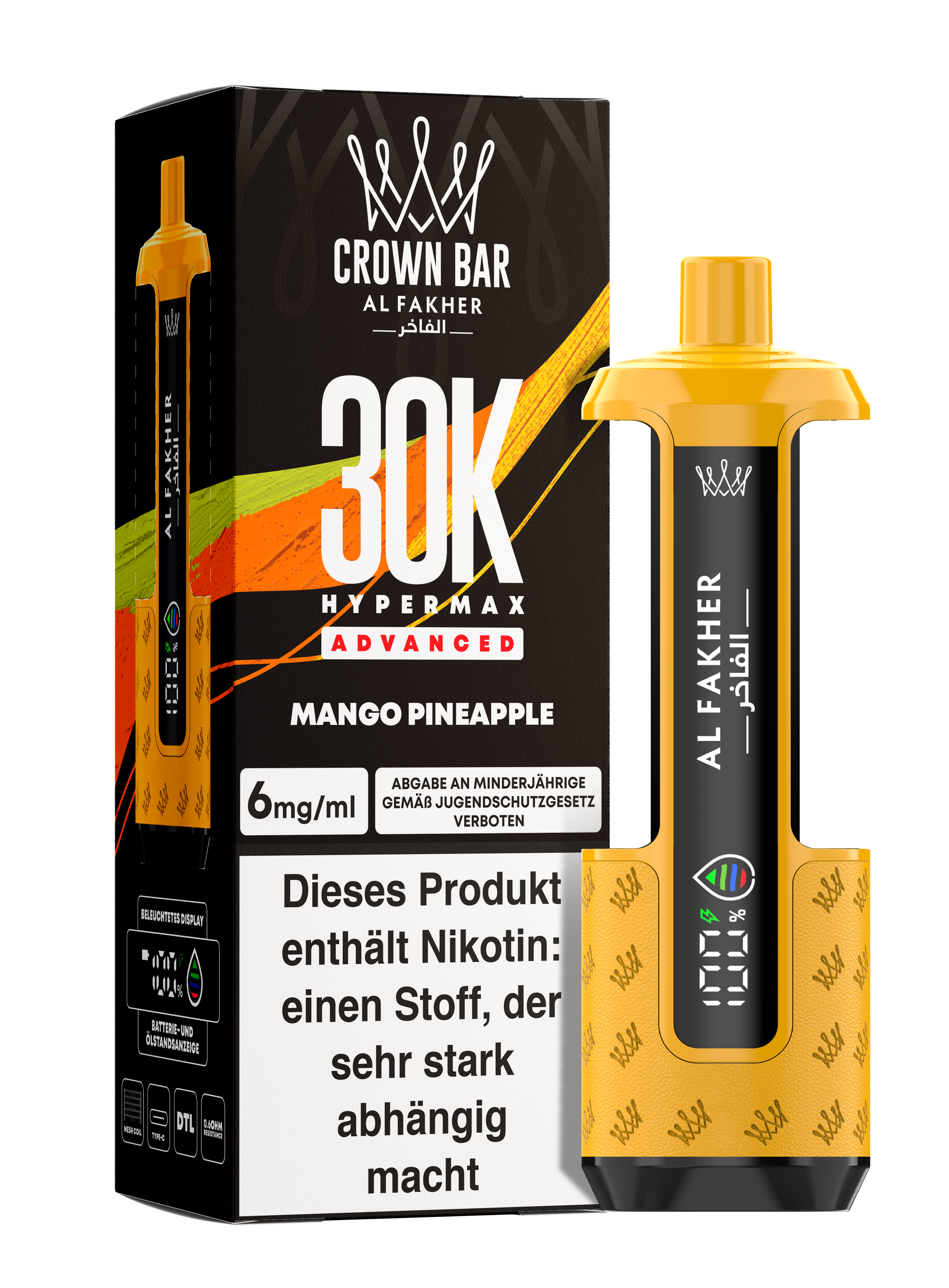 Al Fakher - Hypermax 30k 2ml Gerät + 2x10ml Pod - Mango Pineapple