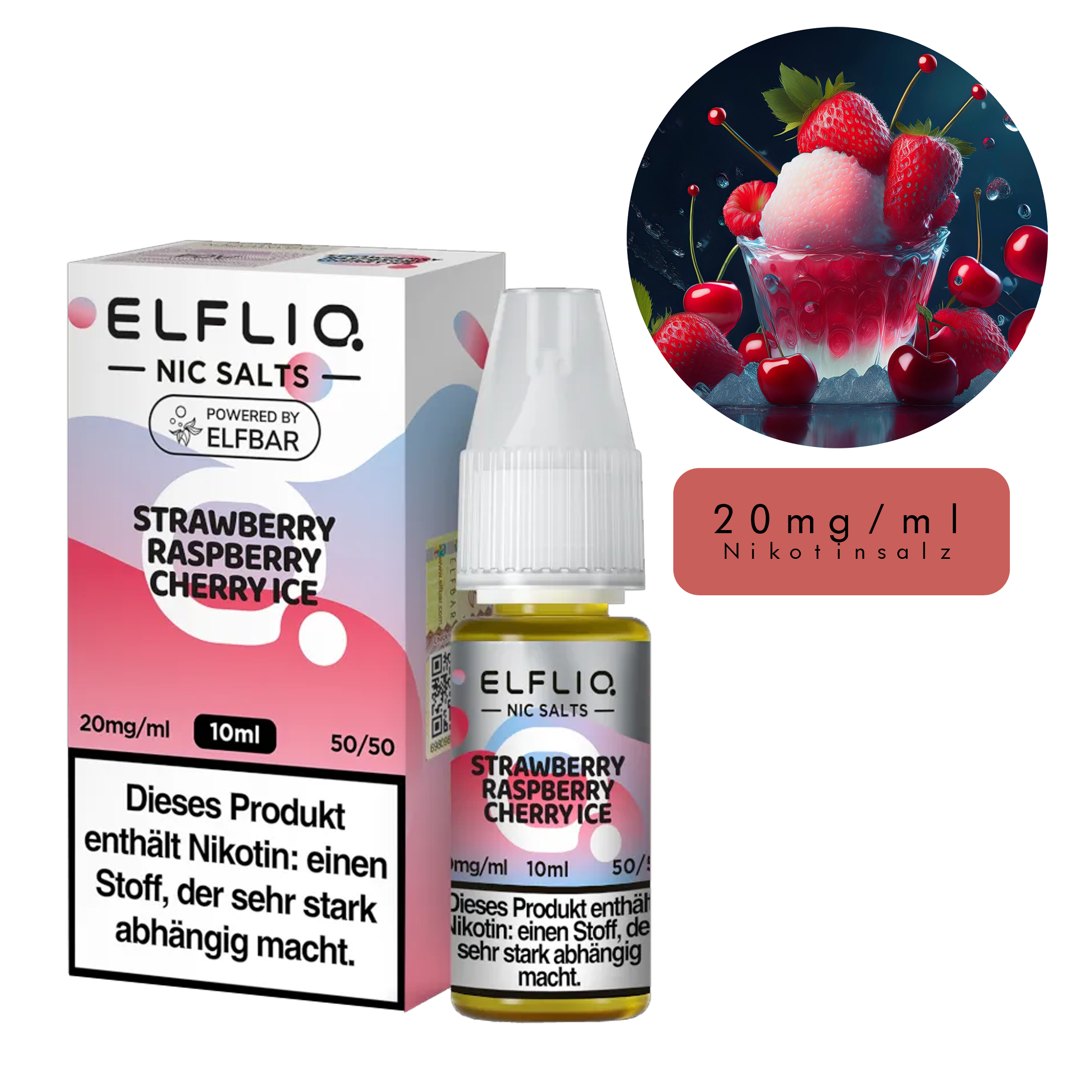 ElfLiq by Elfbar - Strawberry Raspberry Cherry Ice 10ml - 20mg