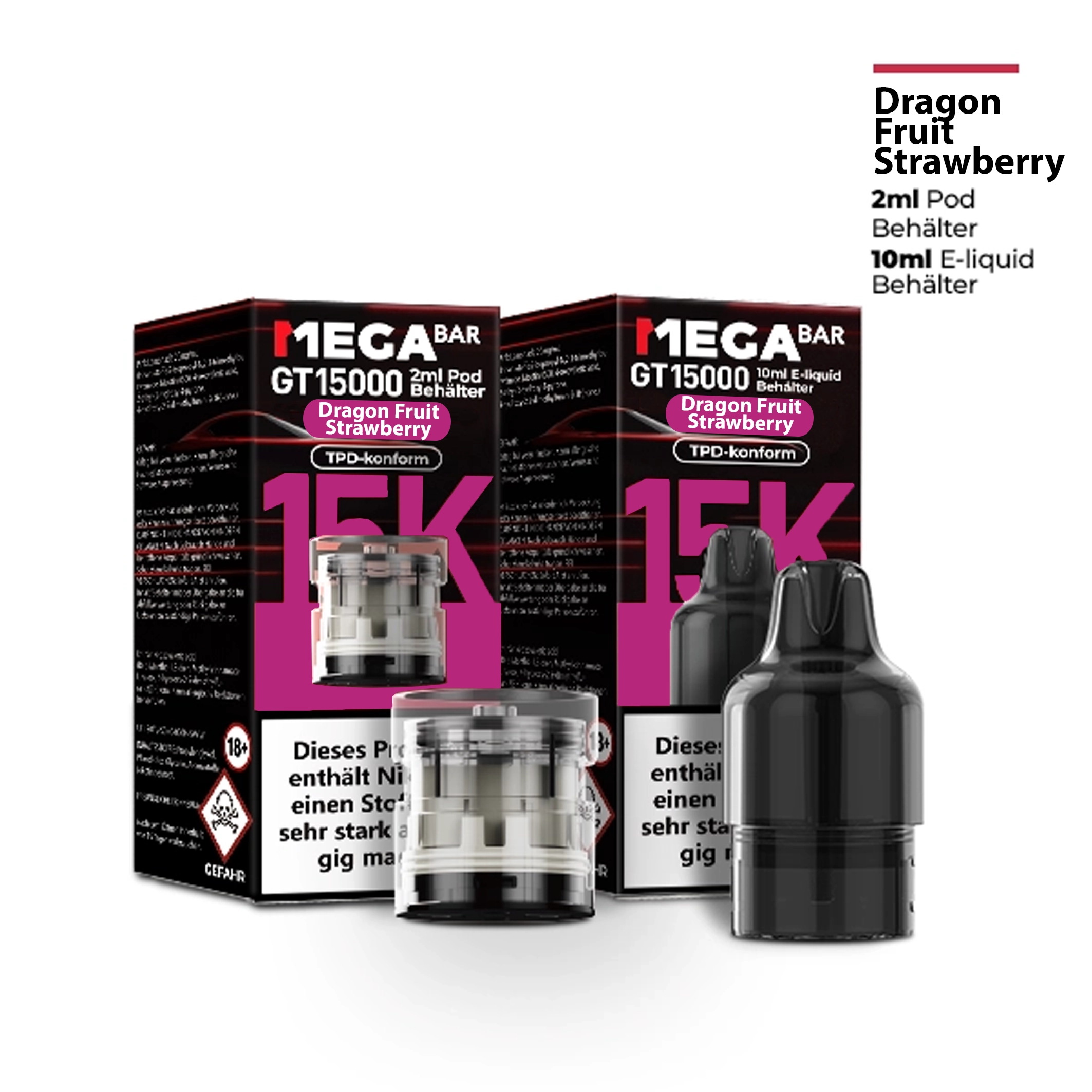 MEGABAR GT15000 - Prefilled Pod-Liquid - Dragon Fruit Strawberry