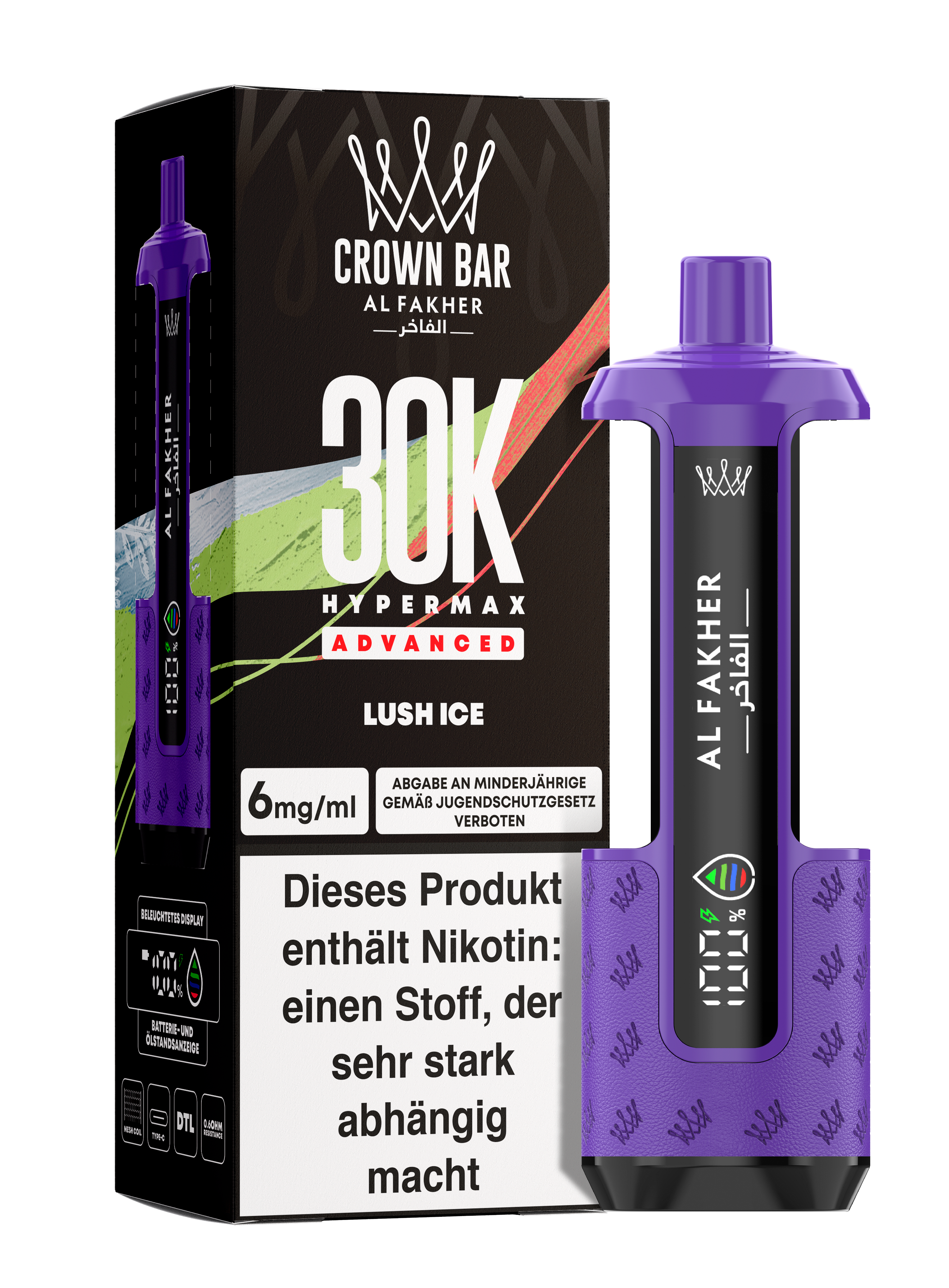 Al Fakher - Hypermax 30k 2ml Gerät + 2x10ml Pod - Lush Ice