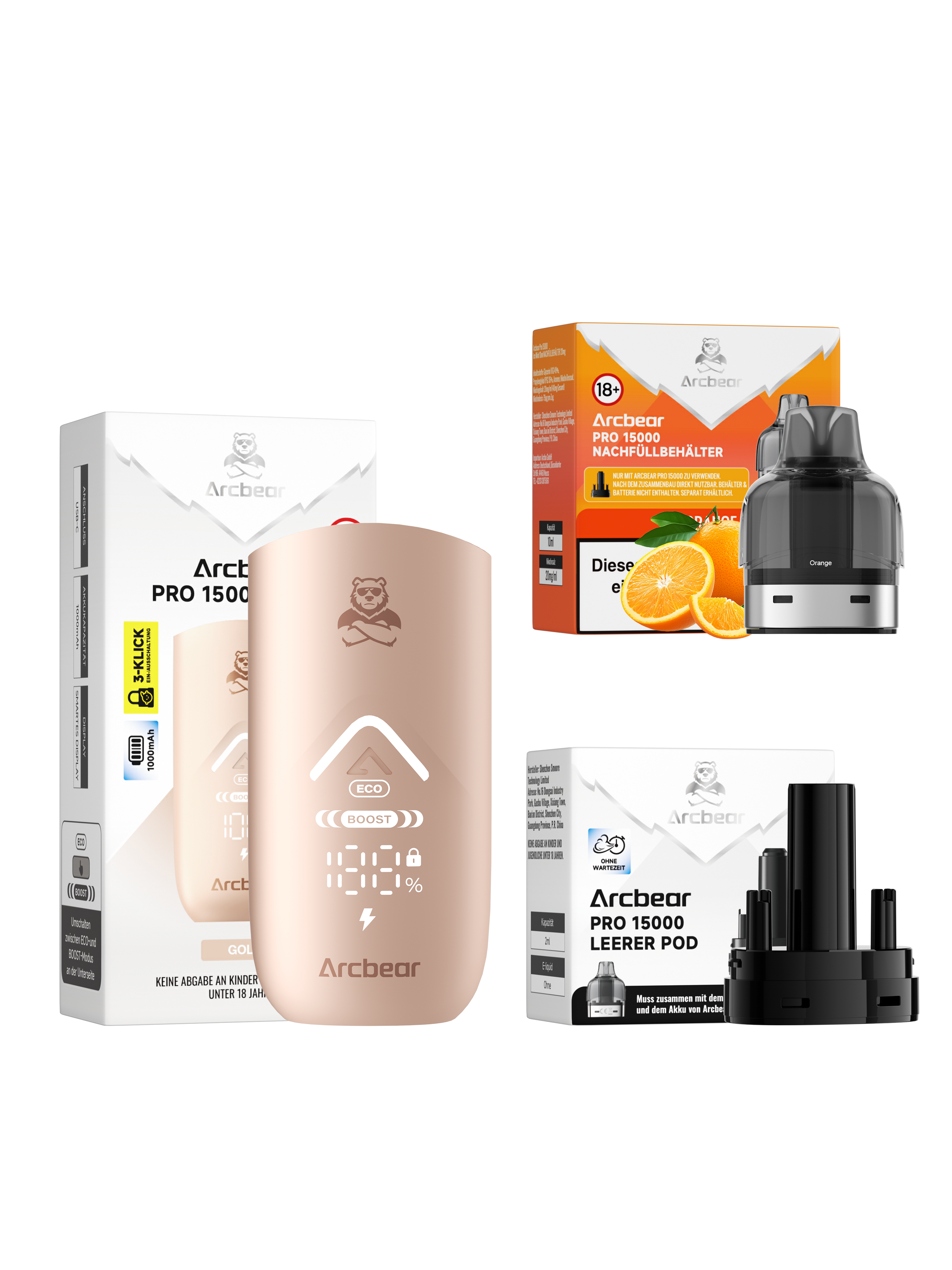 Arcbear - Pro 15000 Akku+Pod Set - Orange