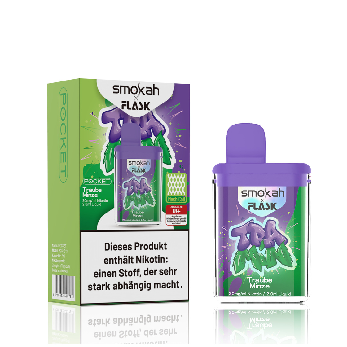 Smokah x Flask - Pocket Vape - Tramin 20mg
