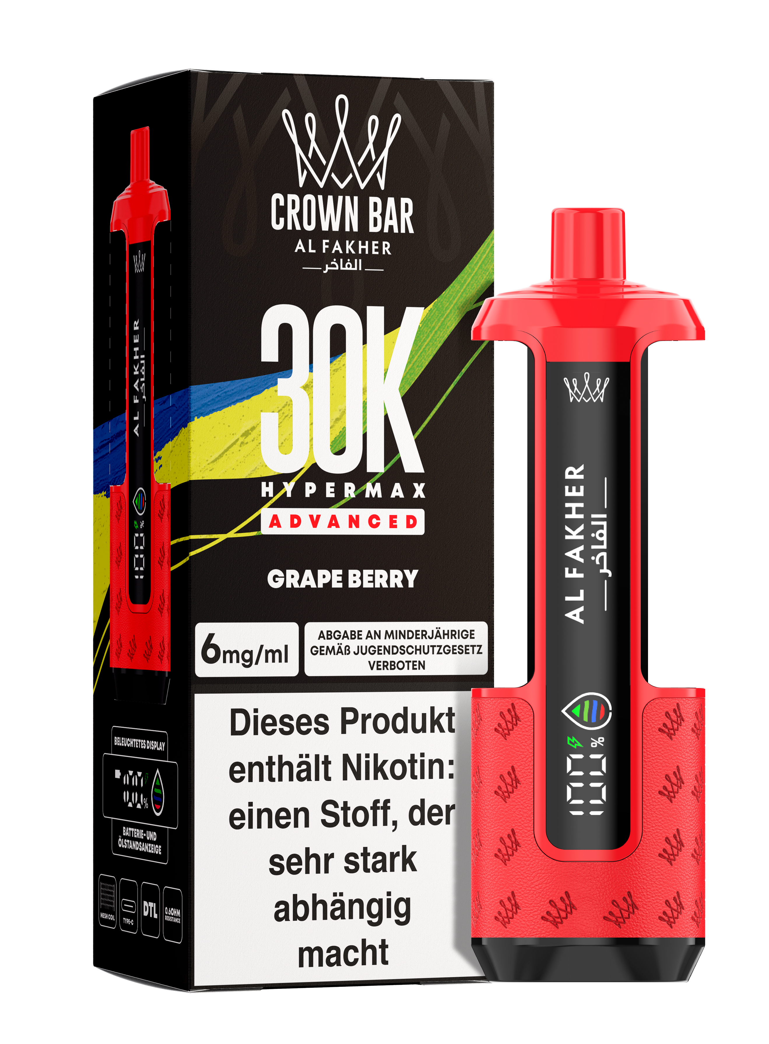 Al Fakher - Hypermax 30k 2ml Gerät + 2x10ml Pod - Grape Berry