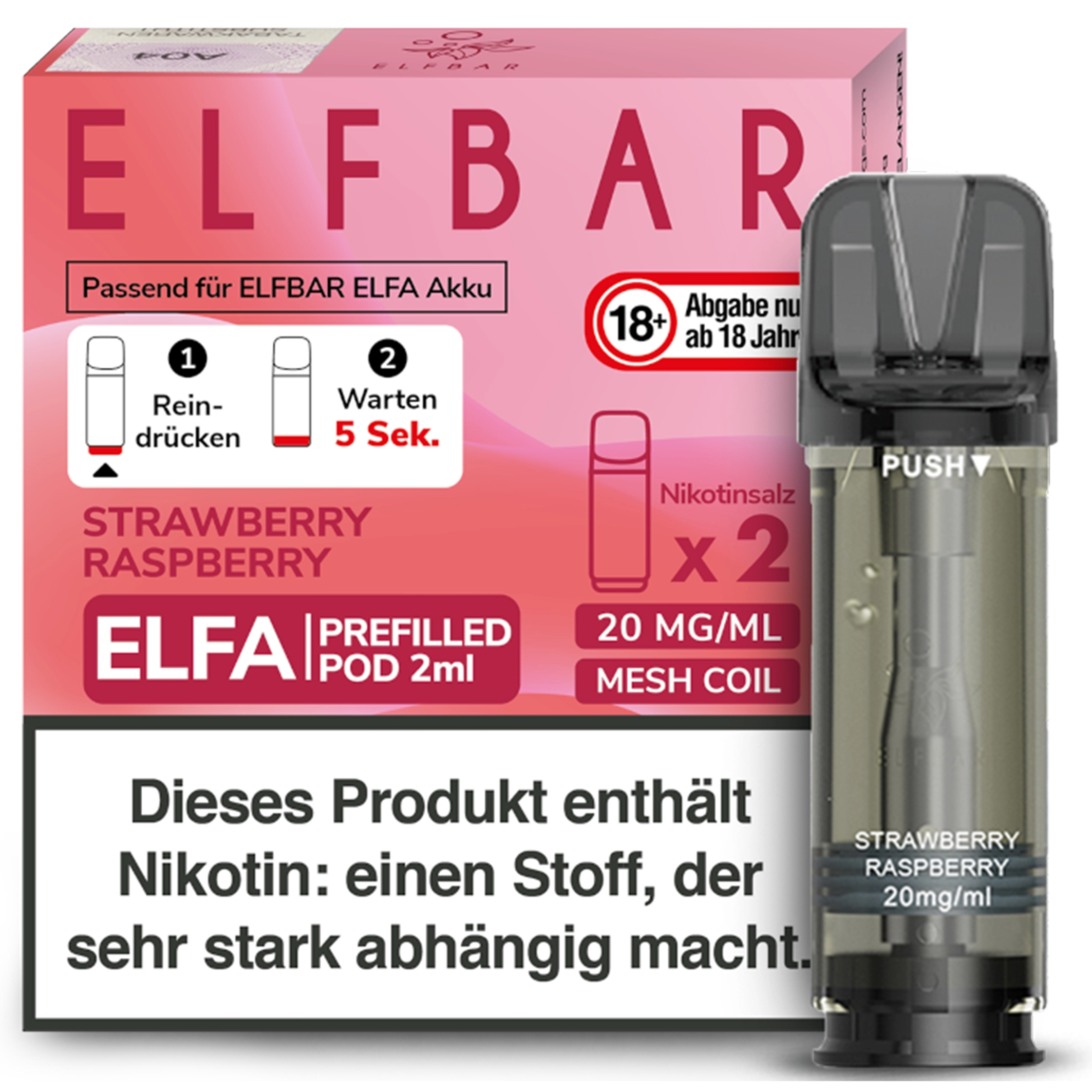 ElfBar - ELFA Pod - Strawberry Raspberry 20mg