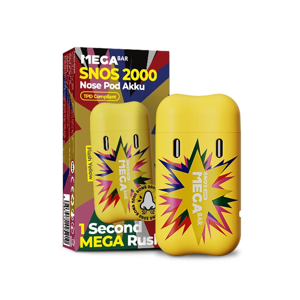 MEGABAR SNOS 2000 - Nasen Vape Kit - Flash Yellow