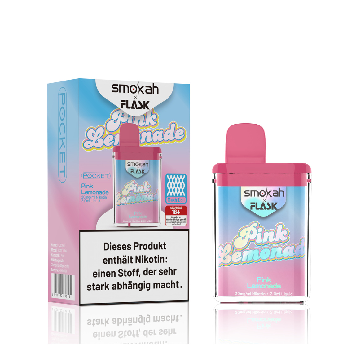Smokah x Flask - Pocket Vape - Pink Lemonade 20mg