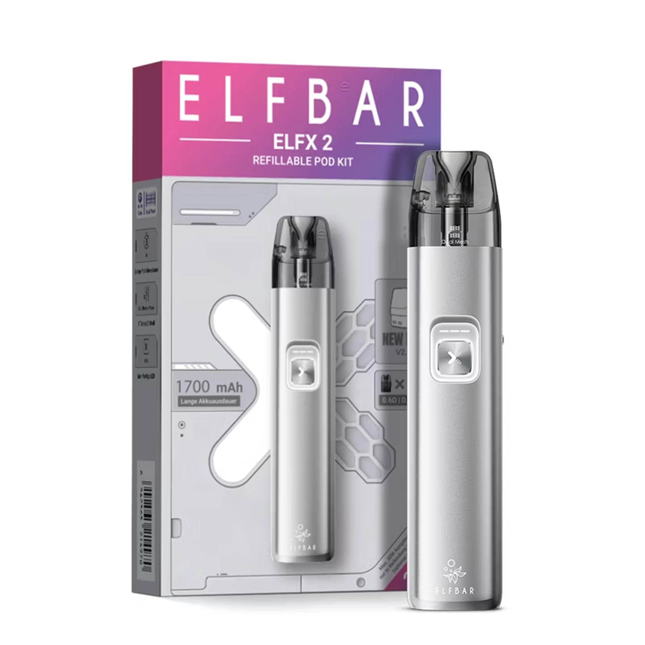 ElfBar - ELFX 2 Pod Kit - Titanium Silver