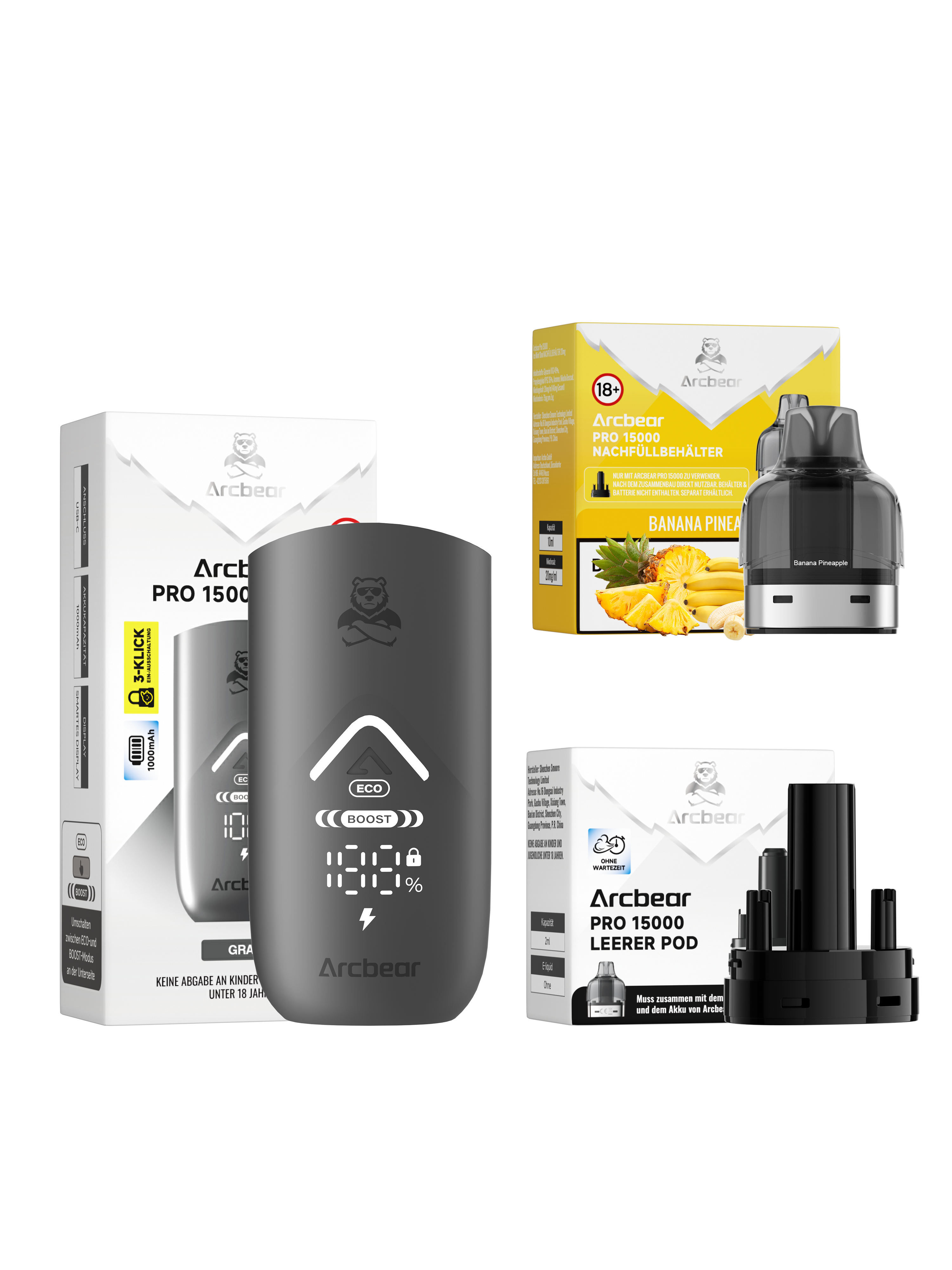 Arcbear - Pro 15000 Akku+Pod Set - Banana Pineapple