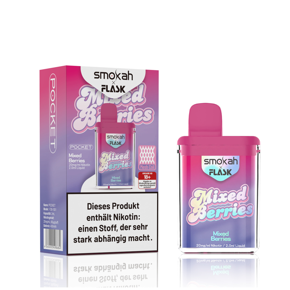 Smokah x Flask - Pocket Vape - Mixed Berries 20mg