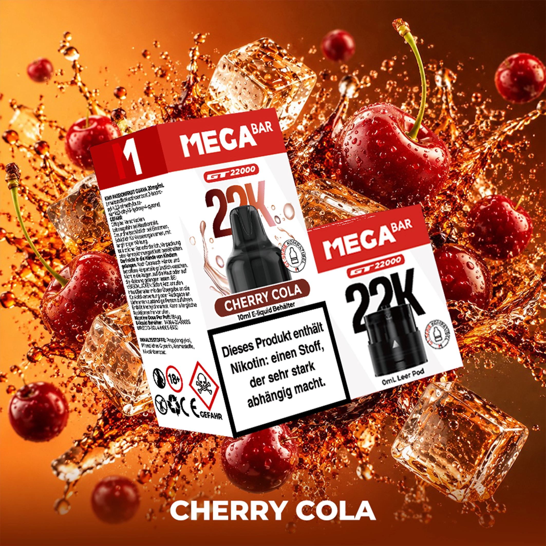 MEGABAR 22K - Prefilled Pod-Liquid 0+10ml - Cherry Cola