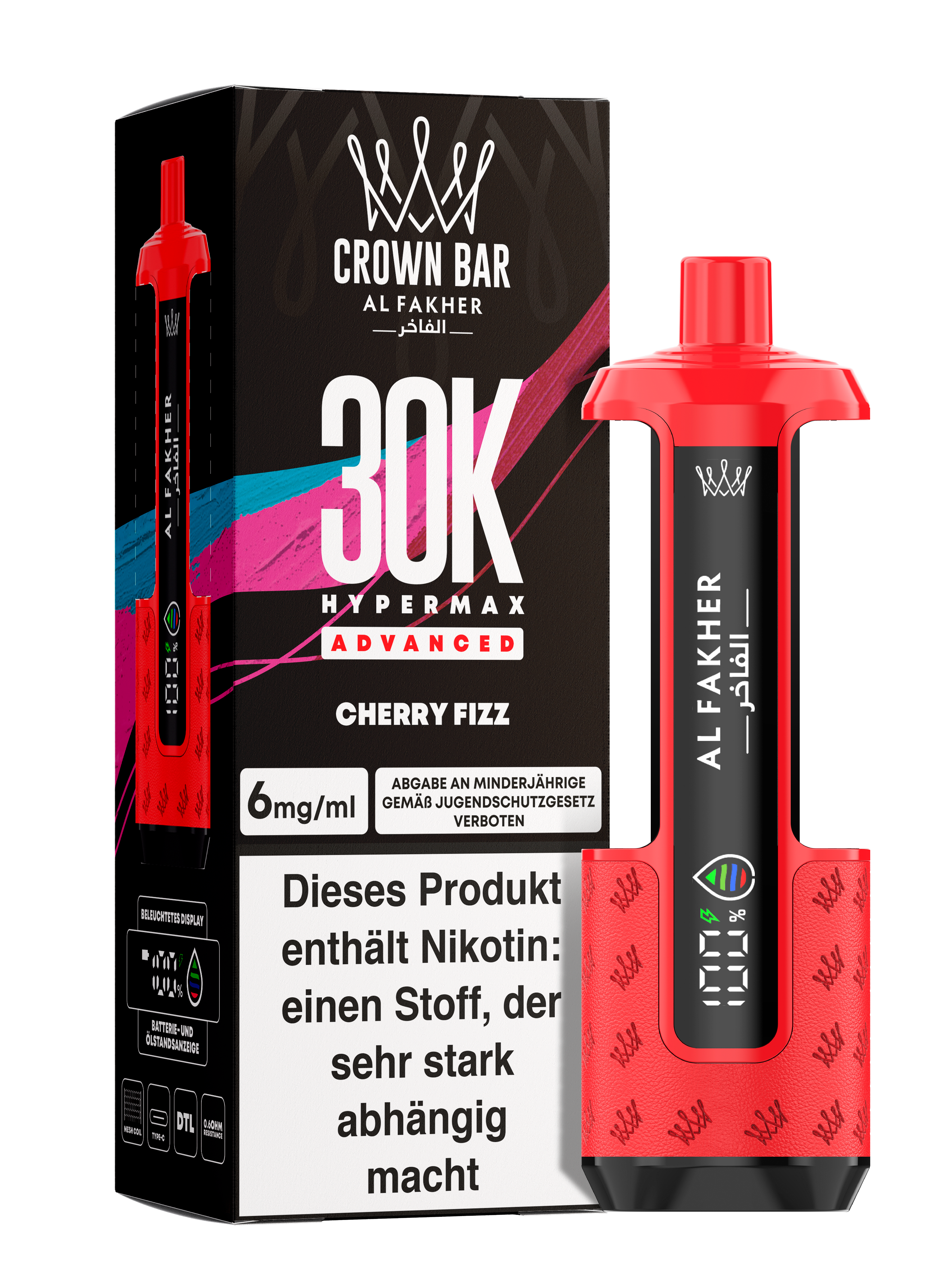 Al Fakher - Hypermax 30k 2ml Gerät + 2x10ml Pod - Cherry Fizz