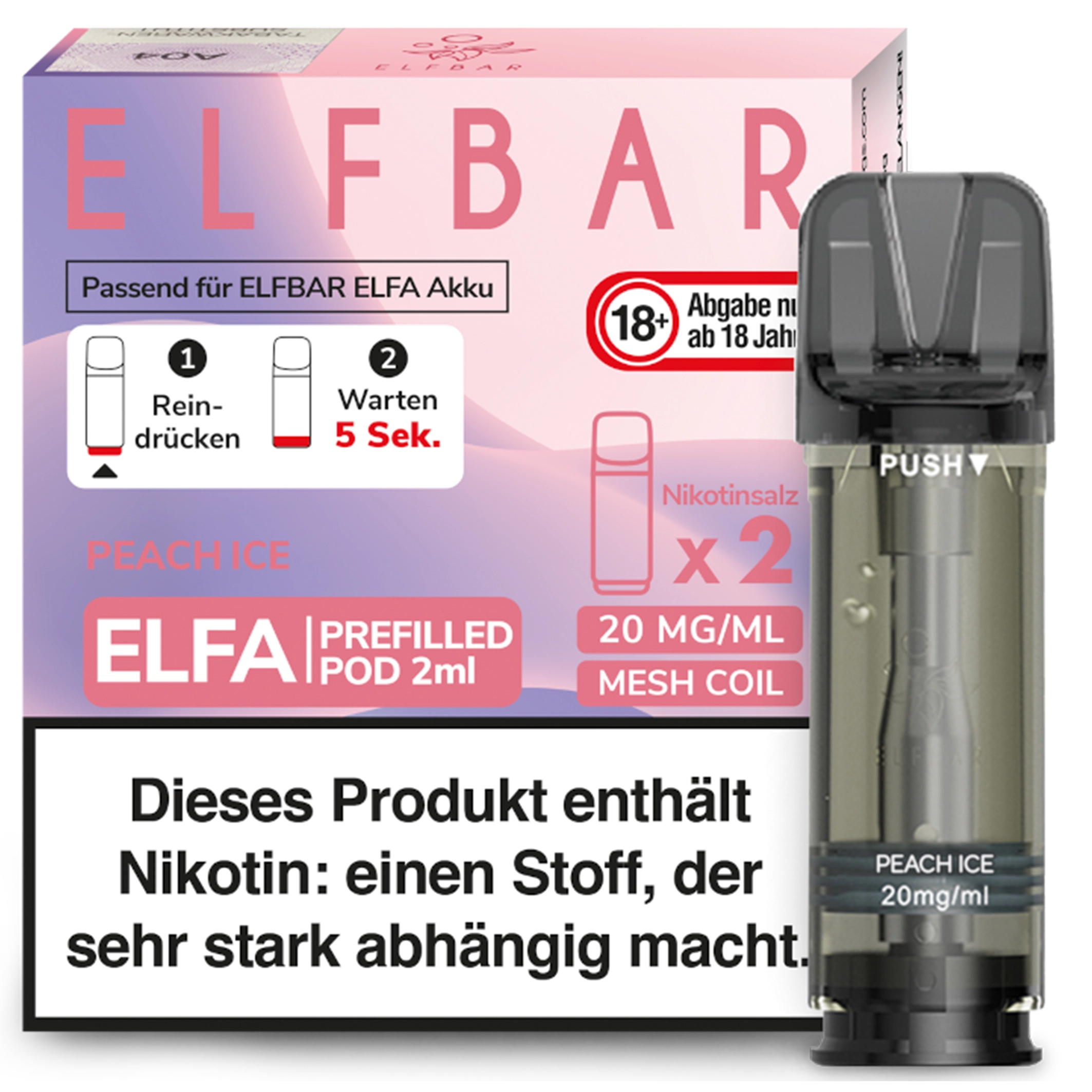 ElfBar - ELFA Pod - Peach Ice 20mg