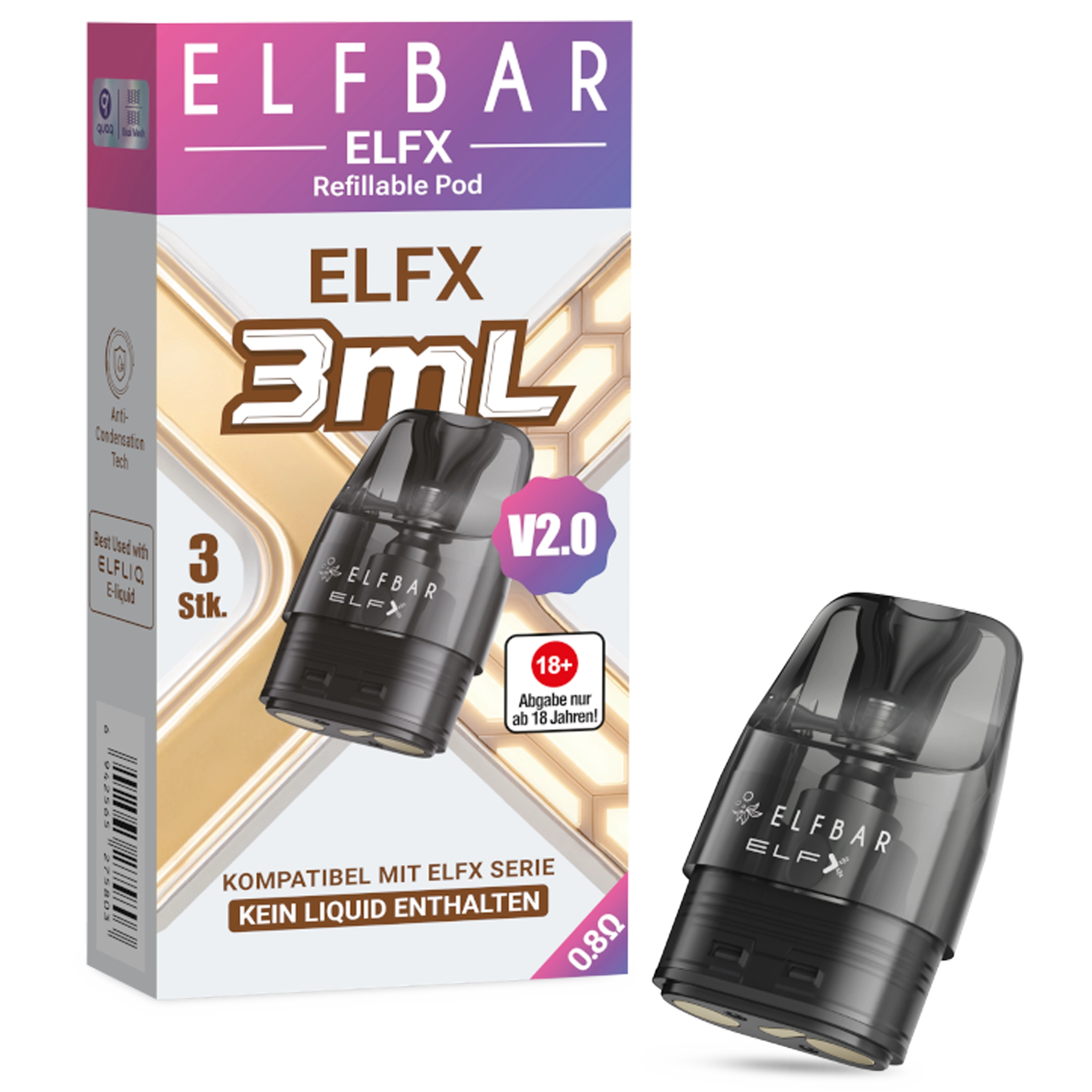 ElfBar - ELFX V2 Pod Tank 3ML - 3er Pack 0,8 Ohm
