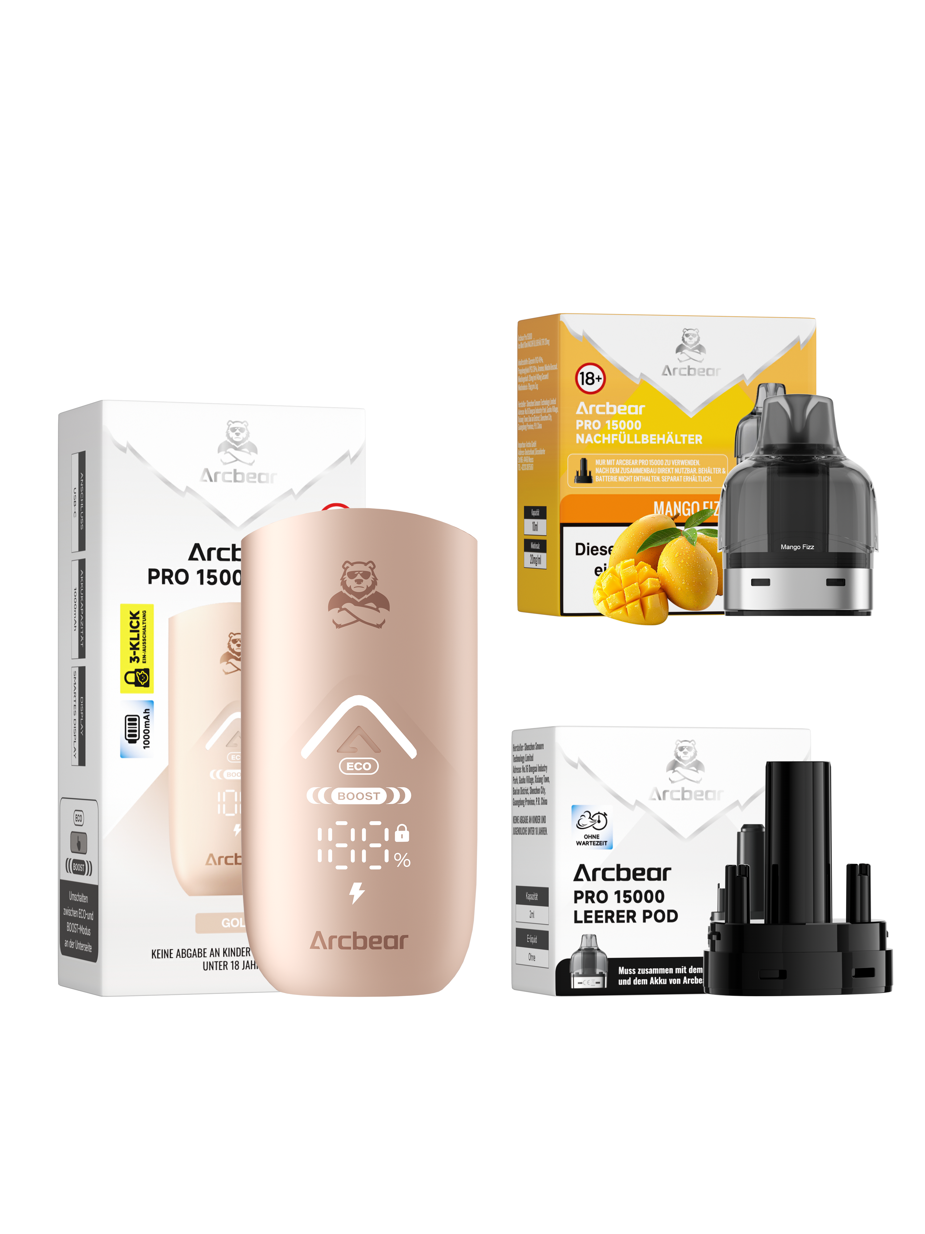Arcbear - Pro 15000 Akku+Pod Set - Mango Fizz