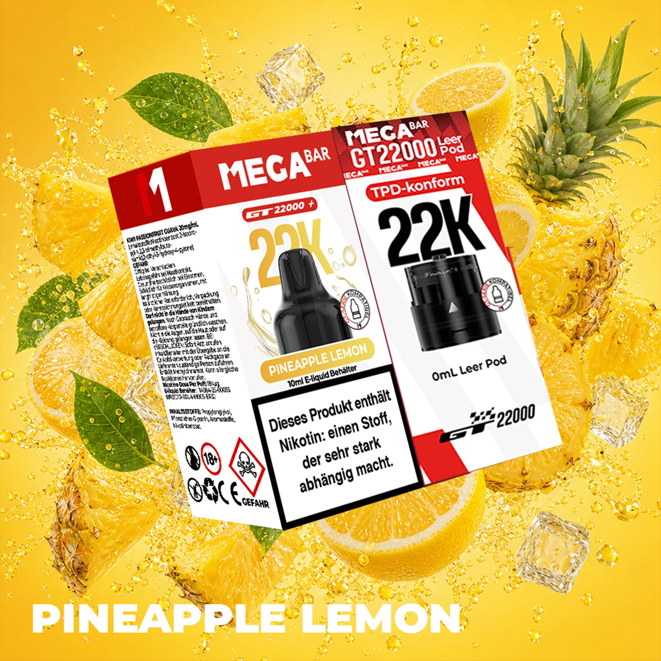 MEGABAR 22K - Prefilled Pod-Liquid 0+10ml - Pineapple Lemon