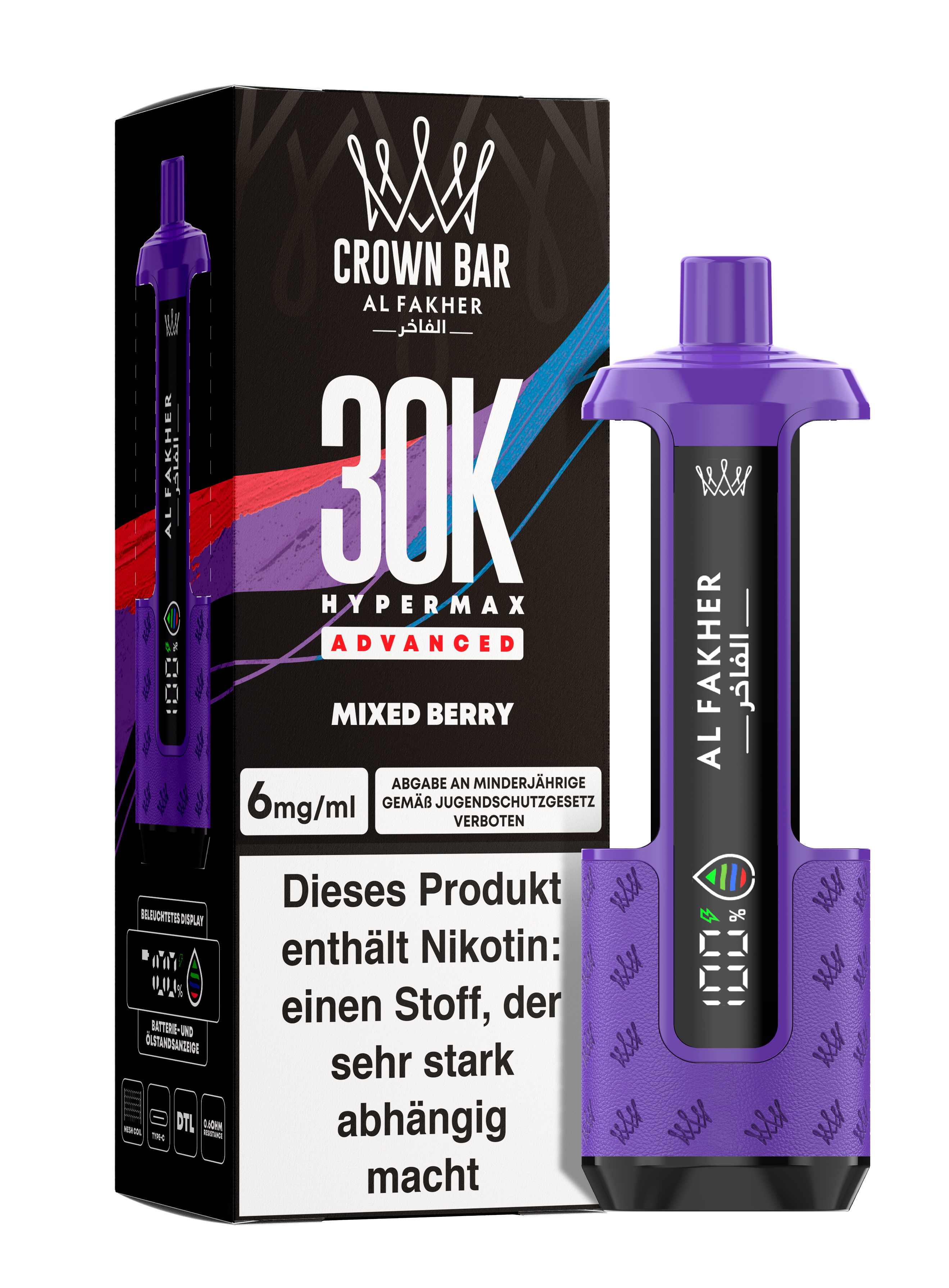 Al Fakher - Hypermax 30k 2ml Gerät + 2x10ml Pod - Mixed Berry