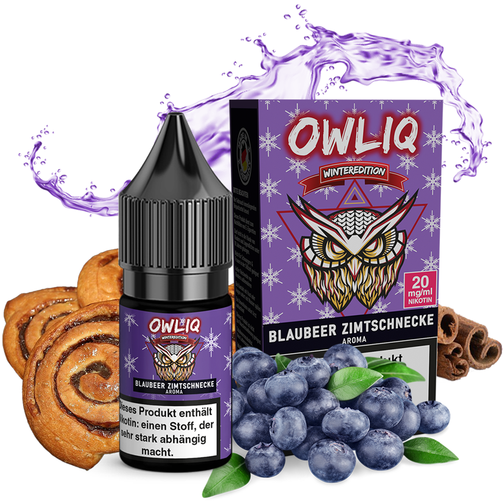 OWLIQ Liquid - Blaubeer Zimtschnecke (Winteredition) 10ml - 20mg