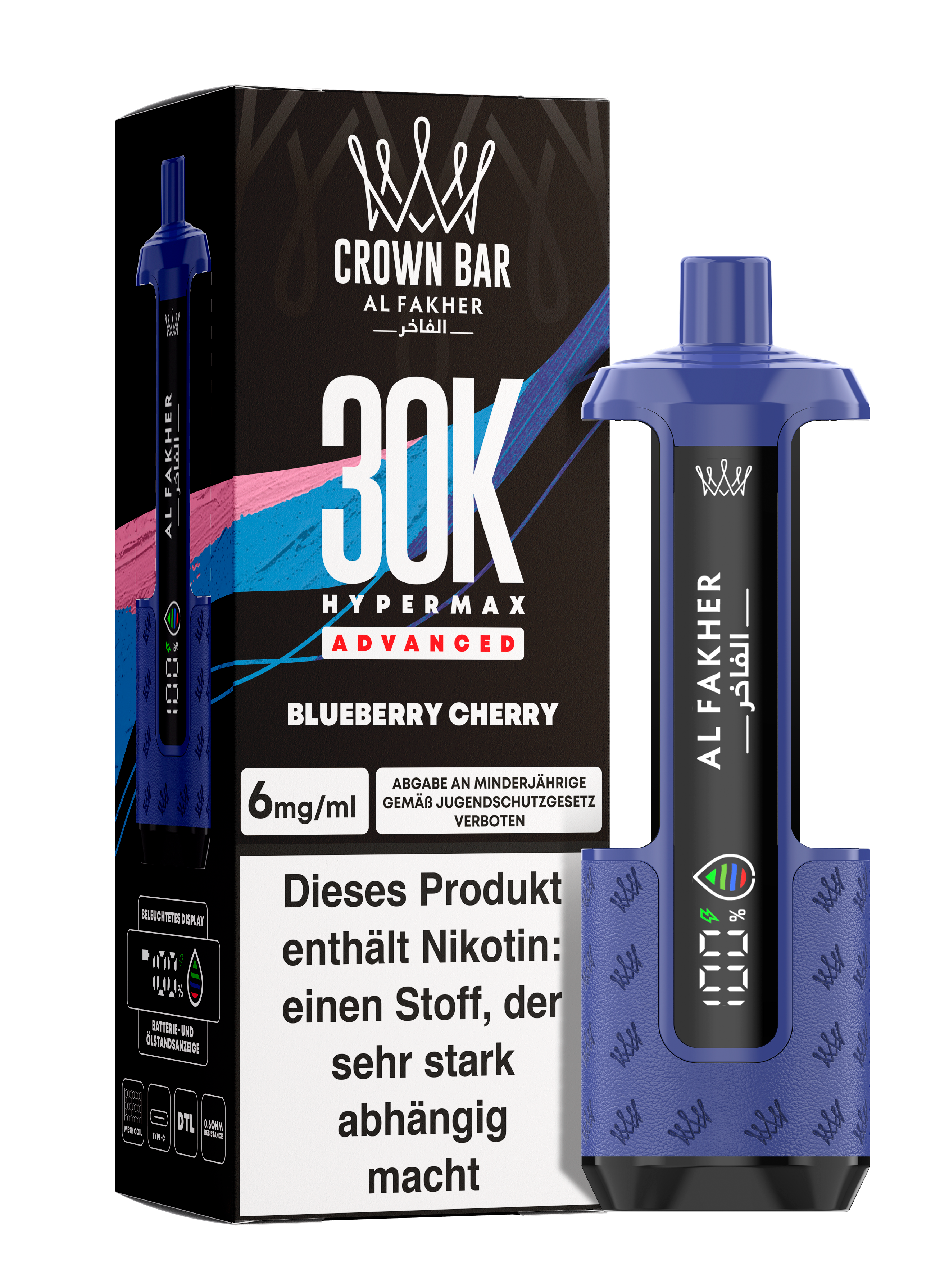 Al Fakher - Hypermax 30k 2ml Gerät + 2x10ml Pod - Blueberry Cherry